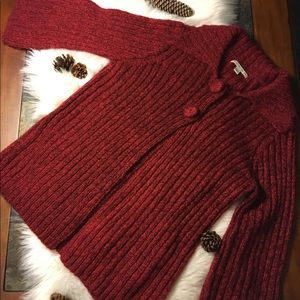 Red cardigan sweater